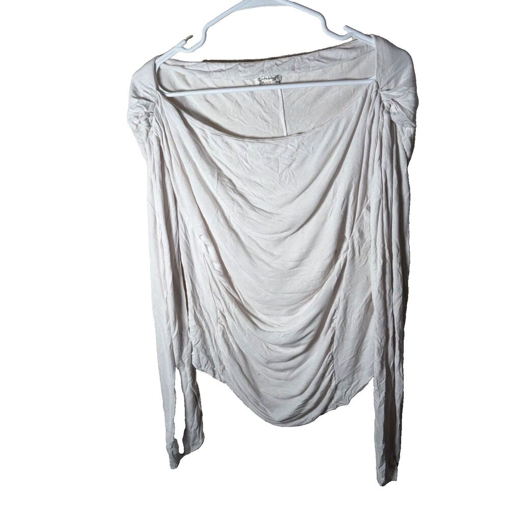 Intimately Free People T-Shirt Women's Medium Ruched Long Sleeve Ribbed